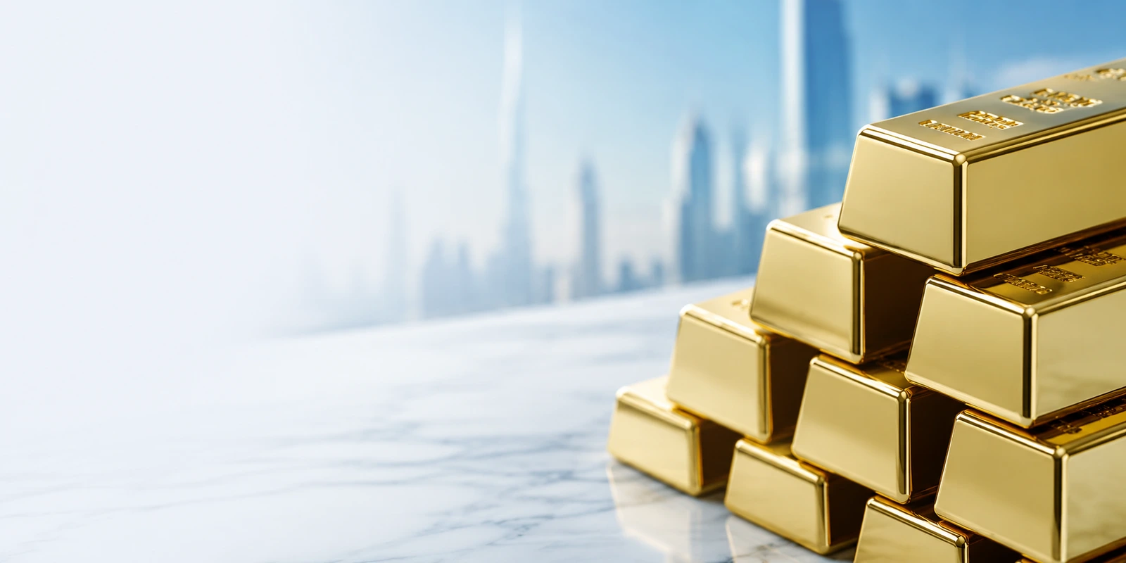 Gold bars representing gold rates in the UAE